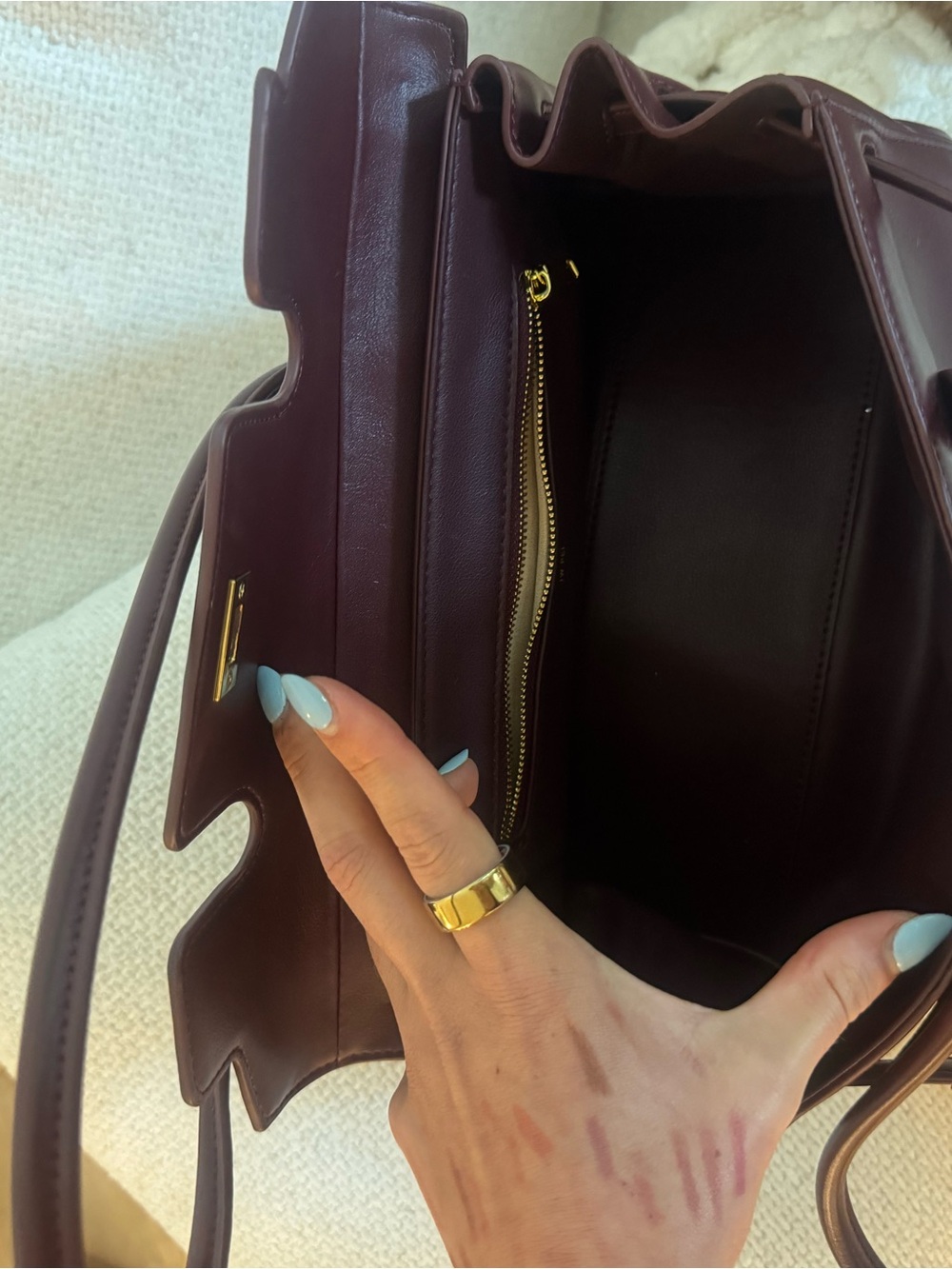 JW PEI NEW Burgundy Structured Shoulder Bag with Gold Hardware - Picture 7 of 9